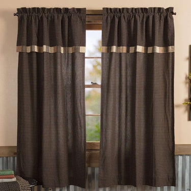 Kettle Grove Short Panel Curtain with Attached Valance Block Border Set of 2 36